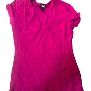 INC International Concepts Pink Ribbed V-Neck Short Sleeve Top – Size S